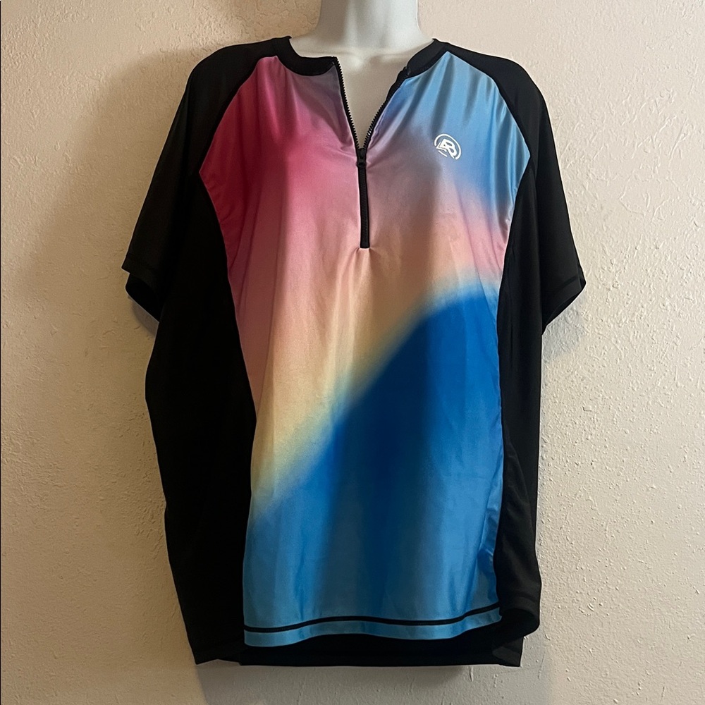 AB Studio Women's Gradient Rash Guard - Pink, Blue, Black